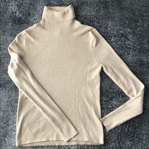 A New Day Fitted Beige Knit Turtle Neck Sweater